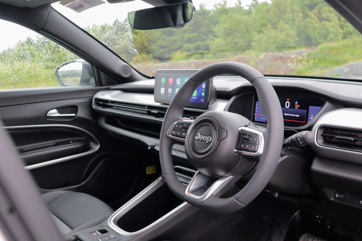 The interior of the Jeep Avenger 4xe is comfortable but plain